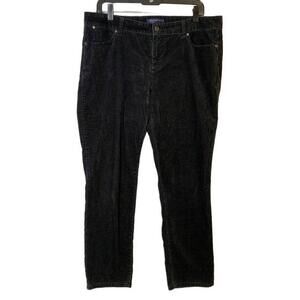 Talbots Signature Stretch Dark Wash Skinny Black Corduroy Pants Size 14 Petite